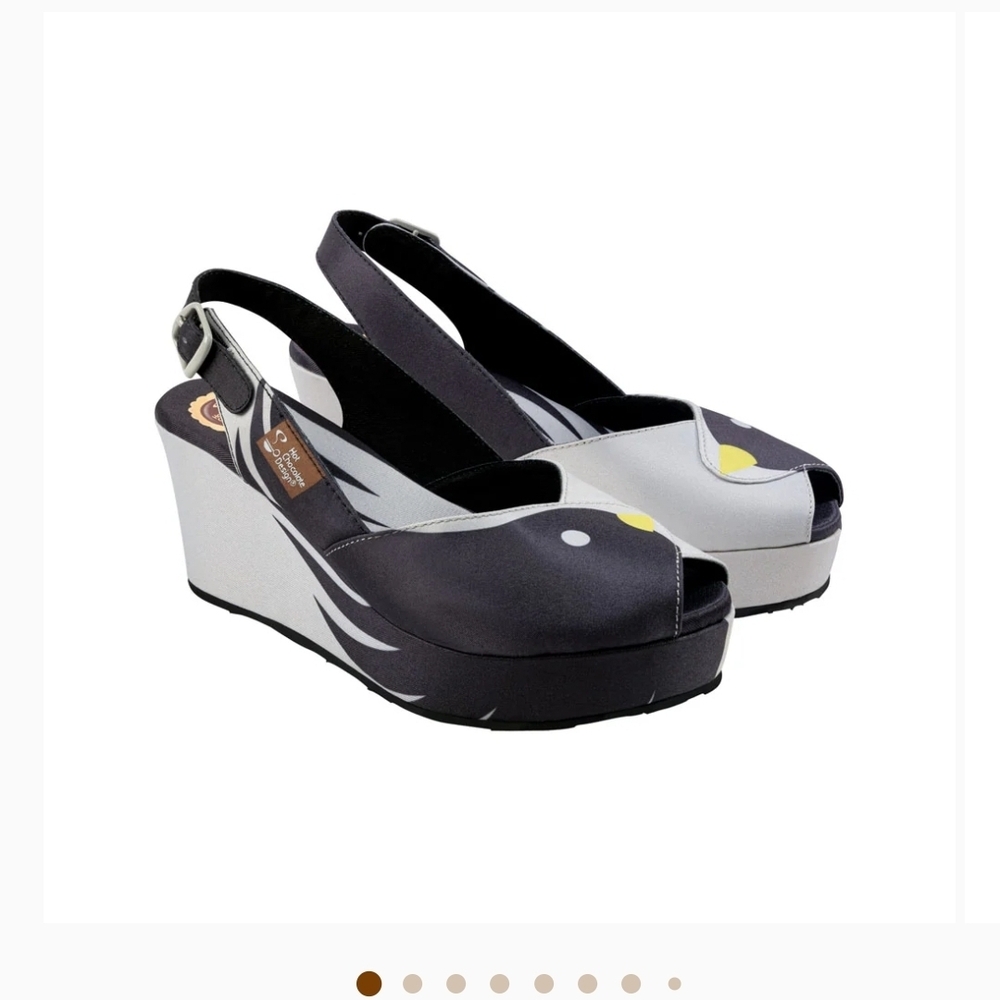 Black and White Wedge Shoes with Modern Design